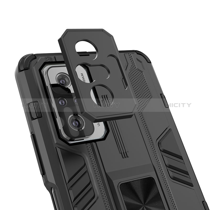 Silikon Hülle Handyhülle und Kunststoff Schutzhülle Hartschalen Tasche mit Magnetisch Ständer KC1 für Xiaomi Redmi Note 10 Pro Max