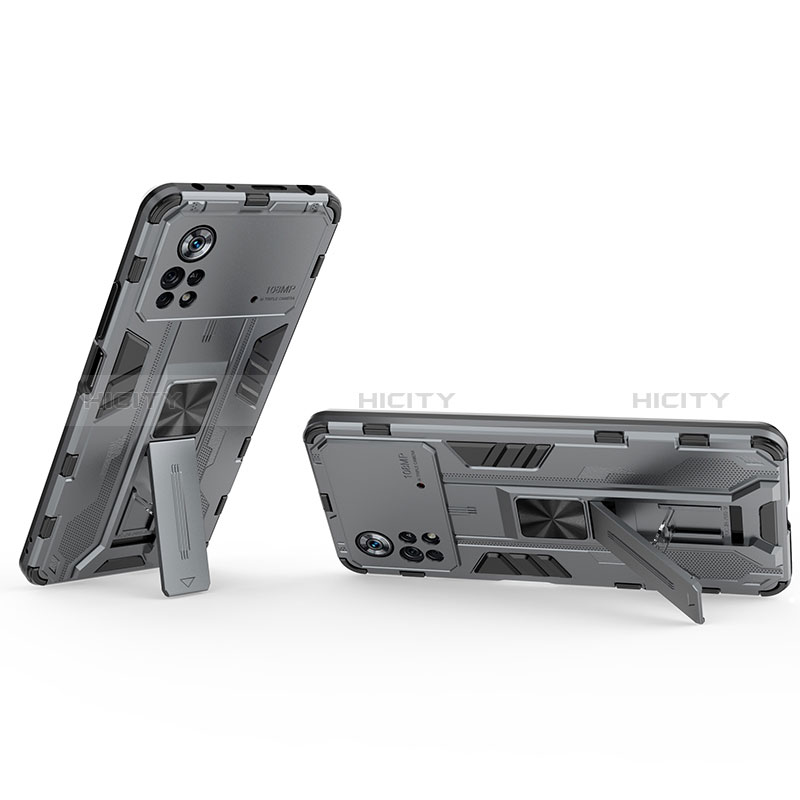Silikon Hülle Handyhülle und Kunststoff Schutzhülle Hartschalen Tasche mit Magnetisch Ständer KC1 für Xiaomi Redmi Note 11E Pro 5G