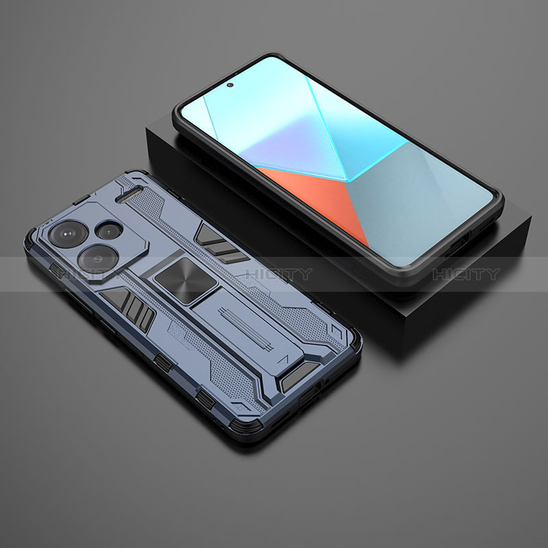 Silikon Hülle Handyhülle und Kunststoff Schutzhülle Hartschalen Tasche mit Magnetisch Ständer KC1 für Xiaomi Redmi Note 13 Pro+ Plus 5G groß