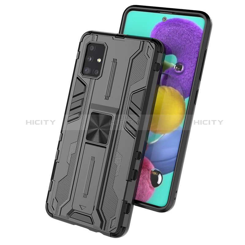 Silikon Hülle Handyhülle und Kunststoff Schutzhülle Hartschalen Tasche mit Magnetisch Ständer KC2 für Samsung Galaxy A51 4G groß