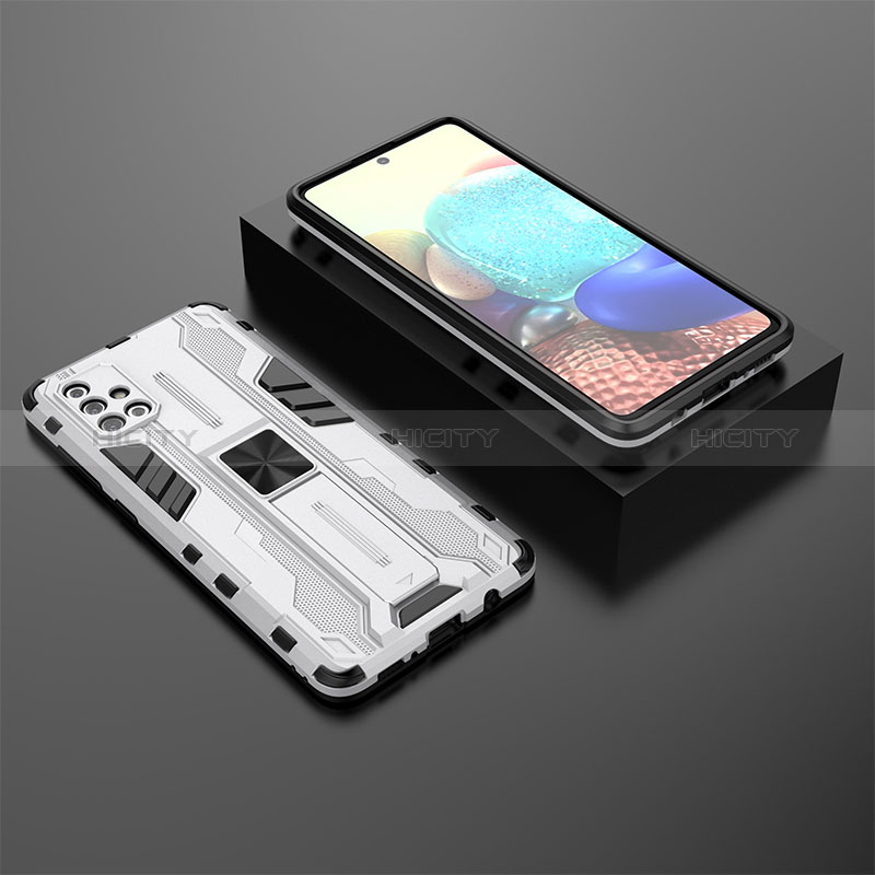 Silikon Hülle Handyhülle und Kunststoff Schutzhülle Hartschalen Tasche mit Magnetisch Ständer KC2 für Samsung Galaxy A71 5G groß