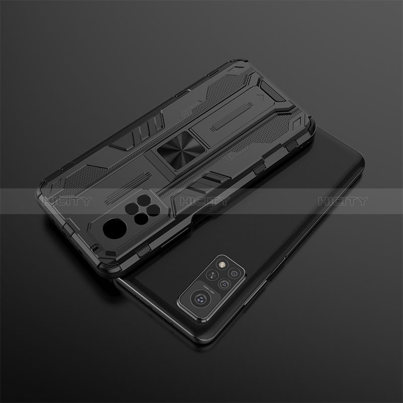 Silikon Hülle Handyhülle und Kunststoff Schutzhülle Hartschalen Tasche mit Magnetisch Ständer KC2 für Xiaomi Mi 10T 5G groß