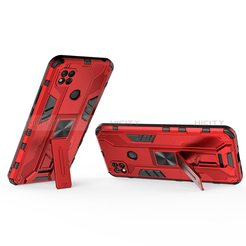 Silikon Hülle Handyhülle und Kunststoff Schutzhülle Hartschalen Tasche mit Magnetisch Ständer KC2 für Xiaomi POCO C31