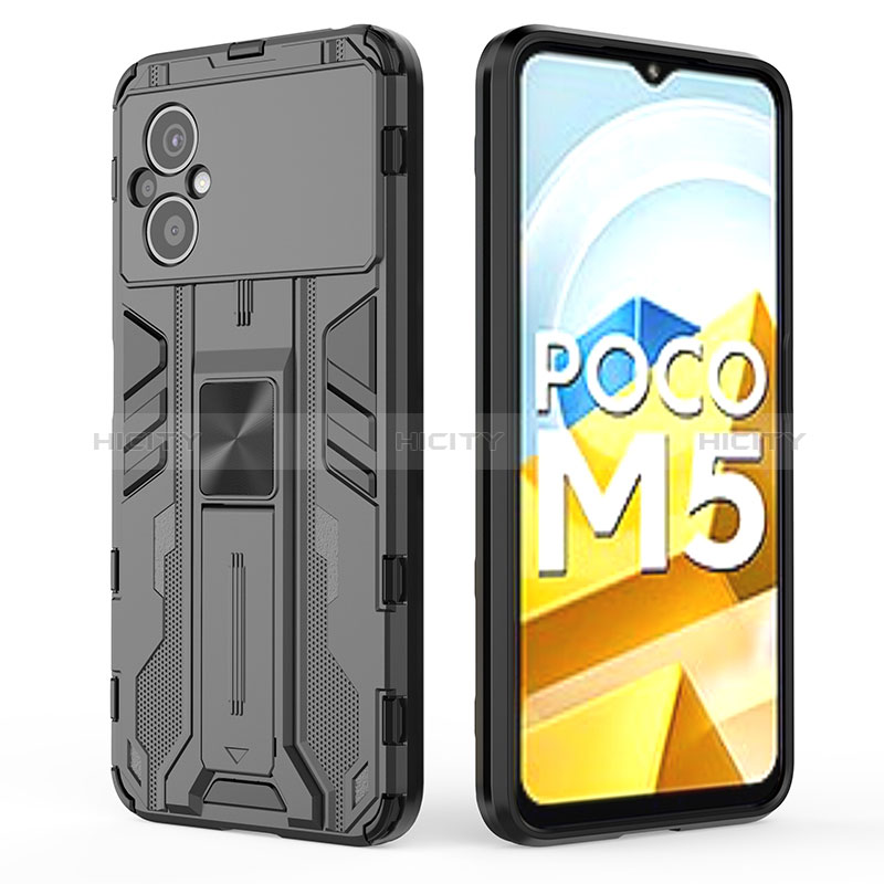 Silikon Hülle Handyhülle und Kunststoff Schutzhülle Hartschalen Tasche mit Magnetisch Ständer KC2 für Xiaomi Poco M5 4G groß
