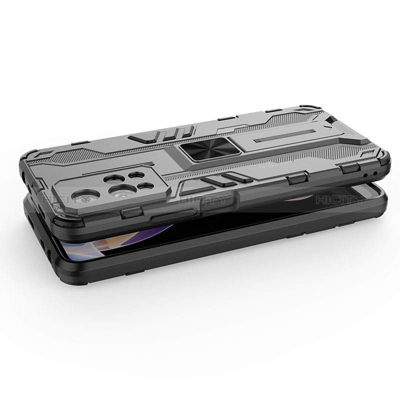 Silikon Hülle Handyhülle und Kunststoff Schutzhülle Hartschalen Tasche mit Magnetisch Ständer KC2 für Xiaomi Poco X4 NFC