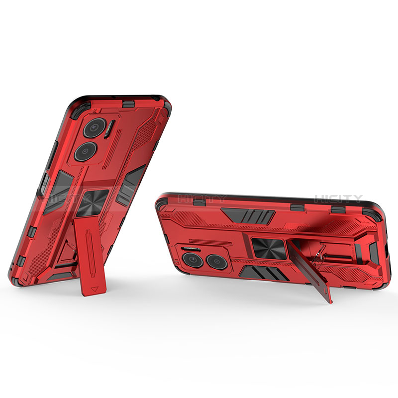 Silikon Hülle Handyhülle und Kunststoff Schutzhülle Hartschalen Tasche mit Magnetisch Ständer KC2 für Xiaomi Redmi 10 5G