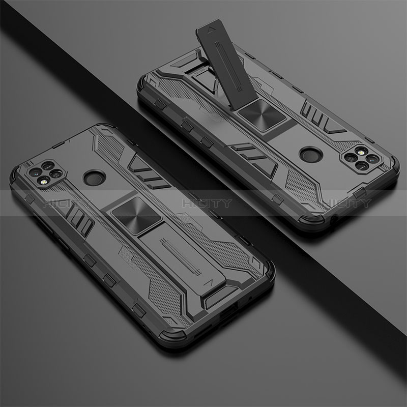 Silikon Hülle Handyhülle und Kunststoff Schutzhülle Hartschalen Tasche mit Magnetisch Ständer KC2 für Xiaomi Redmi 9C NFC
