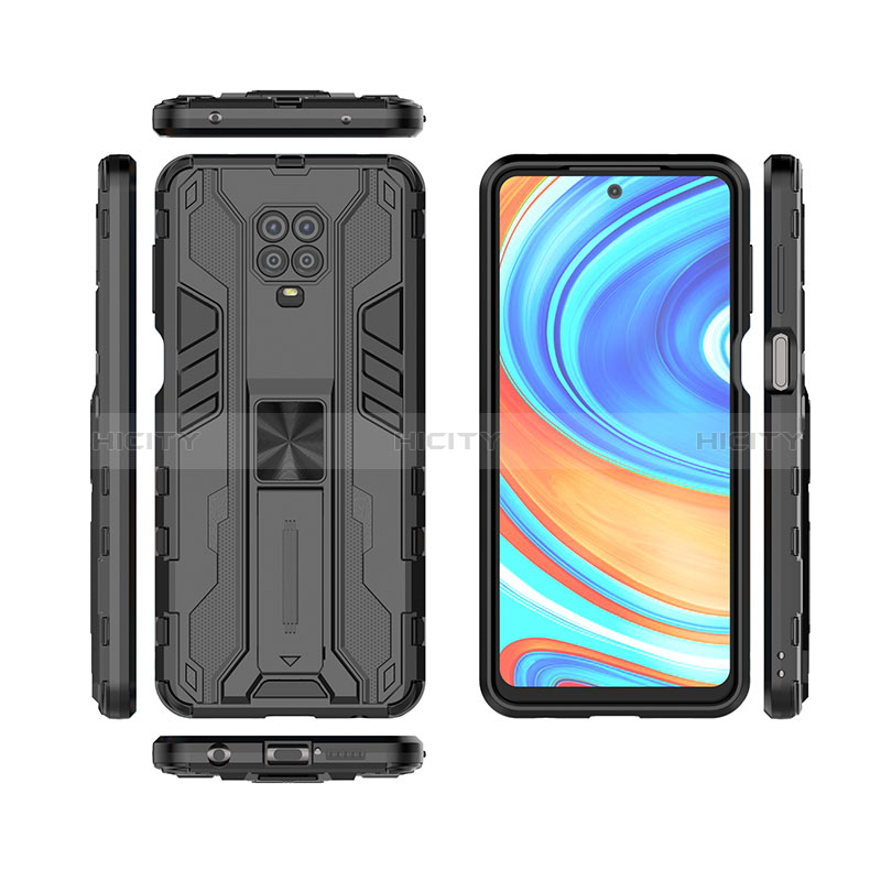 Silikon Hülle Handyhülle und Kunststoff Schutzhülle Hartschalen Tasche mit Magnetisch Ständer KC2 für Xiaomi Redmi Note 9 Pro groß