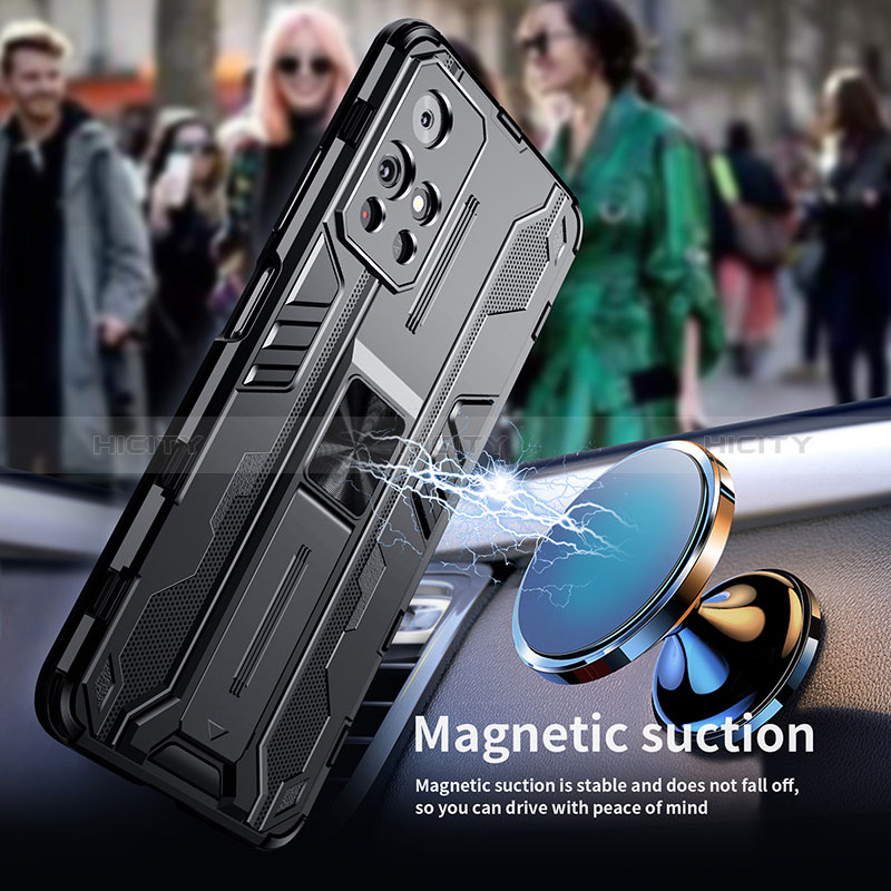 Silikon Hülle Handyhülle und Kunststoff Schutzhülle Hartschalen Tasche mit Magnetisch Ständer KC3 für Xiaomi Redmi Note 11 5G groß