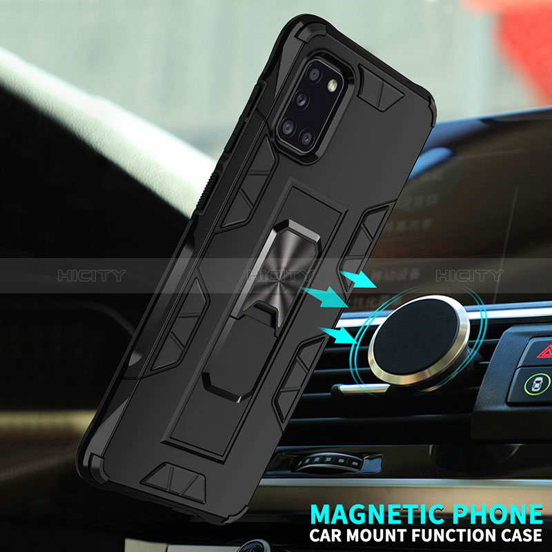 Silikon Hülle Handyhülle und Kunststoff Schutzhülle Hartschalen Tasche mit Magnetisch Ständer MQ1 für Samsung Galaxy A31