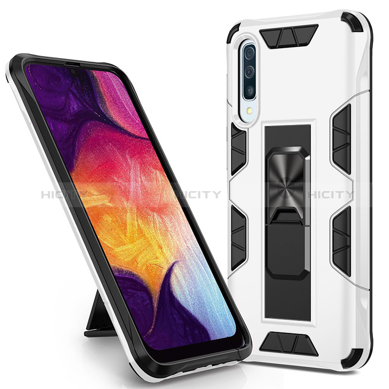 Silikon Hülle Handyhülle und Kunststoff Schutzhülle Hartschalen Tasche mit Magnetisch Ständer MQ1 für Samsung Galaxy A50S