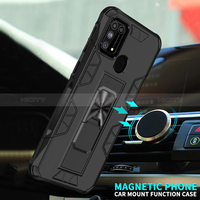 Silikon Hülle Handyhülle und Kunststoff Schutzhülle Hartschalen Tasche mit Magnetisch Ständer MQ1 für Samsung Galaxy M31 groß