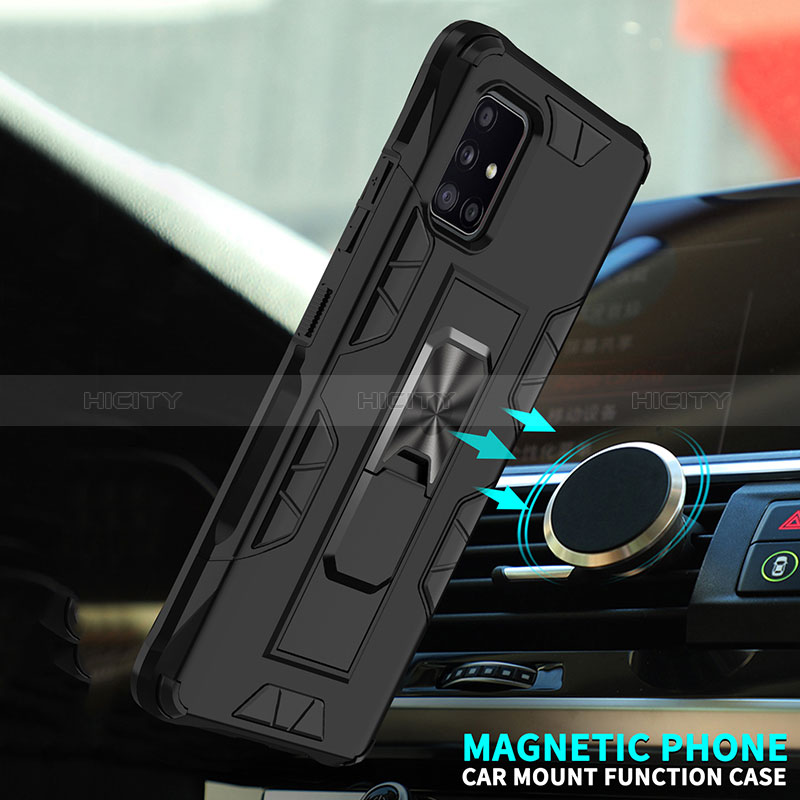 Silikon Hülle Handyhülle und Kunststoff Schutzhülle Hartschalen Tasche mit Magnetisch Ständer MQ1 für Samsung Galaxy M40S
