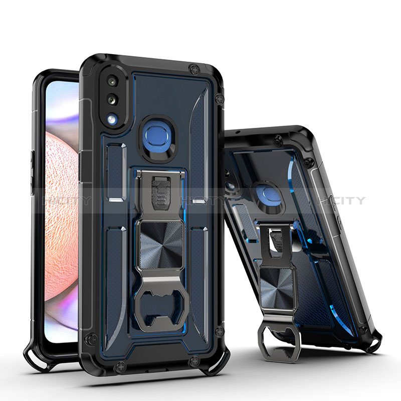 Silikon Hülle Handyhülle und Kunststoff Schutzhülle Hartschalen Tasche mit Magnetisch Ständer Q01W für Samsung Galaxy A10s groß