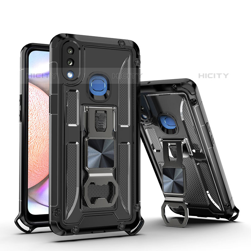 Silikon Hülle Handyhülle und Kunststoff Schutzhülle Hartschalen Tasche mit Magnetisch Ständer Q01W für Samsung Galaxy M01s