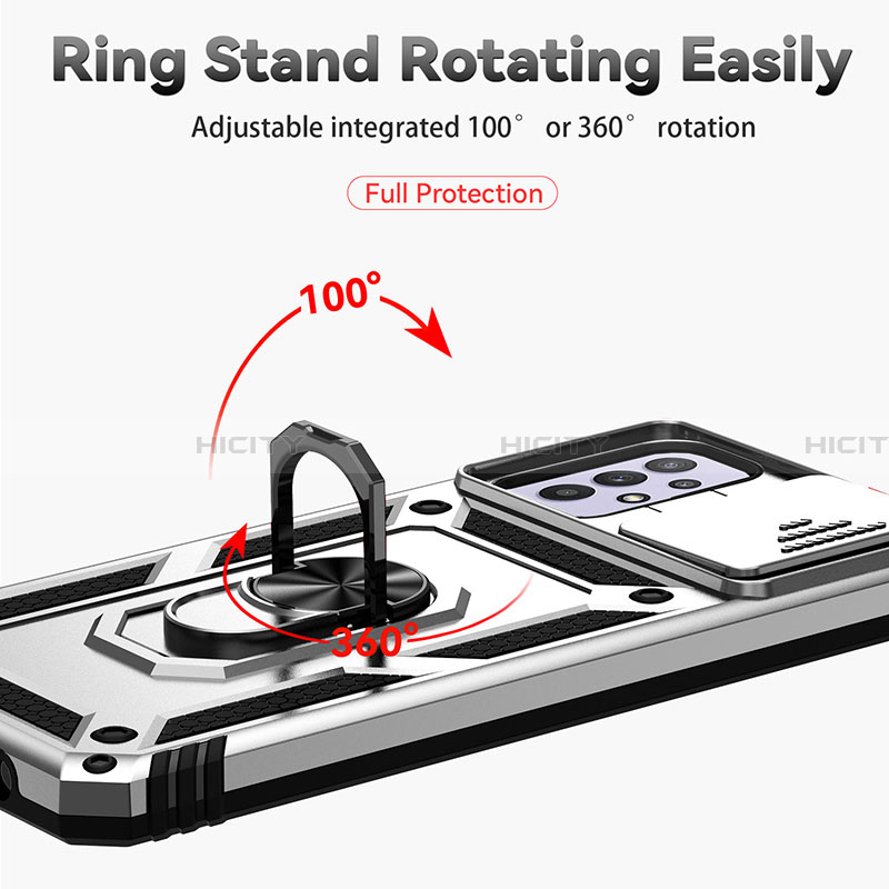 Silikon Hülle Handyhülle und Kunststoff Schutzhülle Hartschalen Tasche mit Magnetisch Ständer Q02W für Samsung Galaxy A32 4G