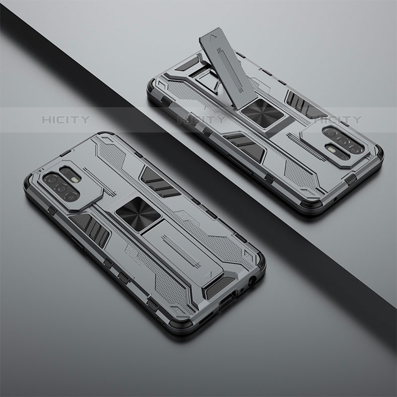 Silikon Hülle Handyhülle und Kunststoff Schutzhülle Hartschalen Tasche mit Magnetisch Ständer T01 für Oppo A95 5G groß