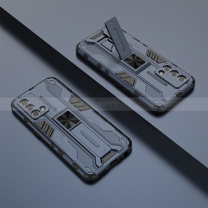 Silikon Hülle Handyhülle und Kunststoff Schutzhülle Hartschalen Tasche mit Magnetisch Ständer T01 für Oppo K9 5G