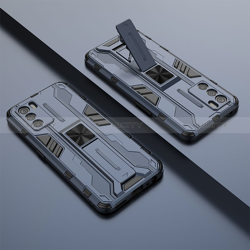 Silikon Hülle Handyhülle und Kunststoff Schutzhülle Hartschalen Tasche mit Magnetisch Ständer T01 für Oppo K9 Pro 5G groß