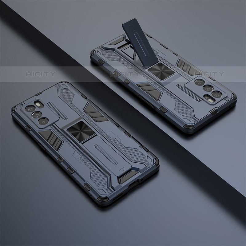 Silikon Hülle Handyhülle und Kunststoff Schutzhülle Hartschalen Tasche mit Magnetisch Ständer T01 für Oppo Reno6 Pro 5G India