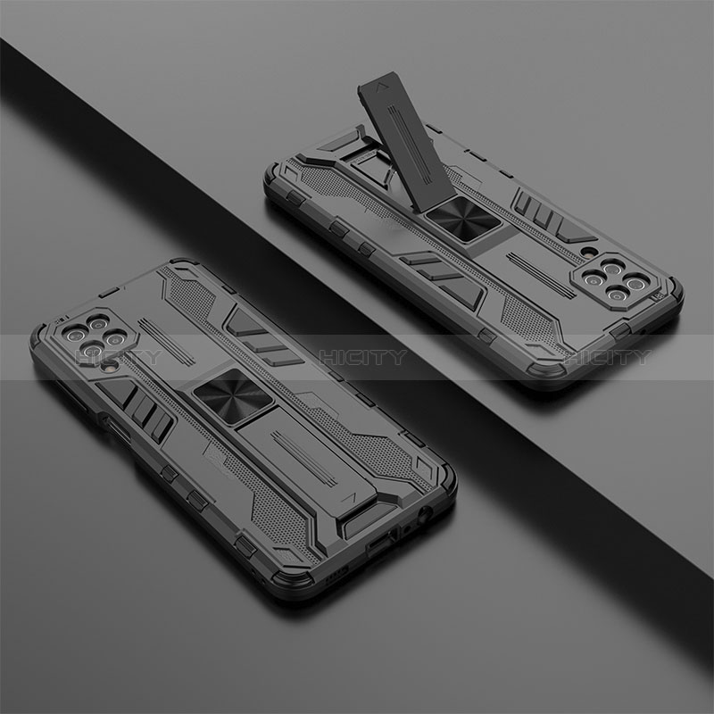 Silikon Hülle Handyhülle und Kunststoff Schutzhülle Hartschalen Tasche mit Magnetisch Ständer T01 für Samsung Galaxy A12 5G