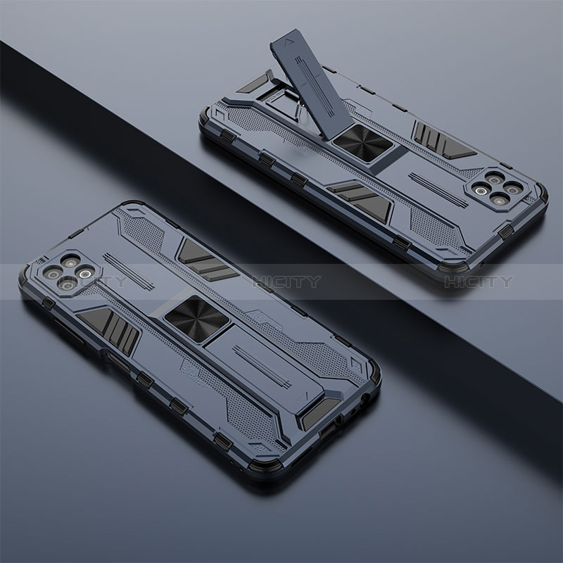 Silikon Hülle Handyhülle und Kunststoff Schutzhülle Hartschalen Tasche mit Magnetisch Ständer T01 für Samsung Galaxy A22s 5G