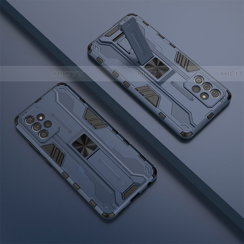 Silikon Hülle Handyhülle und Kunststoff Schutzhülle Hartschalen Tasche mit Magnetisch Ständer T01 für Samsung Galaxy A72 4G groß