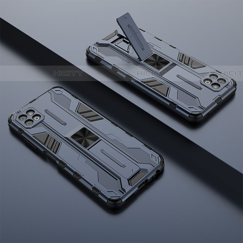Silikon Hülle Handyhülle und Kunststoff Schutzhülle Hartschalen Tasche mit Magnetisch Ständer T01 für Samsung Galaxy F42 5G groß