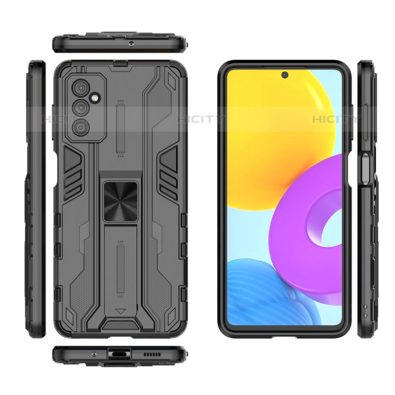 Silikon Hülle Handyhülle und Kunststoff Schutzhülle Hartschalen Tasche mit Magnetisch Ständer T01 für Samsung Galaxy M52 5G