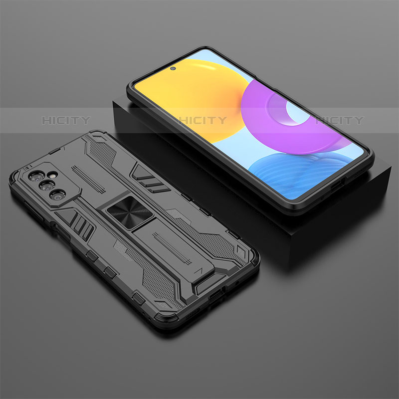 Silikon Hülle Handyhülle und Kunststoff Schutzhülle Hartschalen Tasche mit Magnetisch Ständer T01 für Samsung Galaxy M52 5G