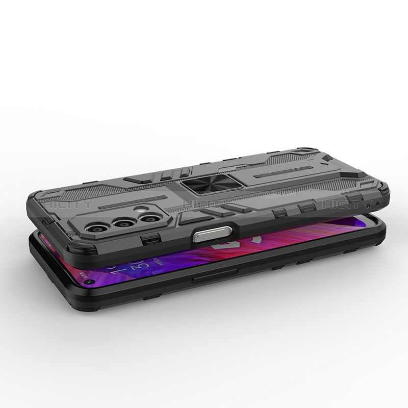 Silikon Hülle Handyhülle und Kunststoff Schutzhülle Hartschalen Tasche mit Magnetisch Ständer T02 für Oppo A54 5G