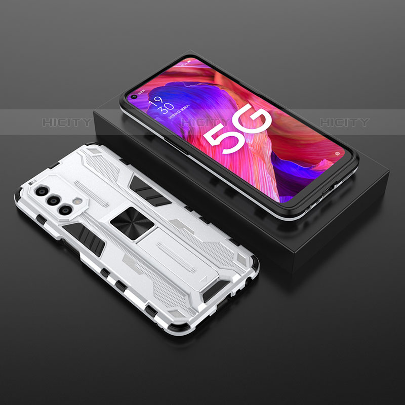 Silikon Hülle Handyhülle und Kunststoff Schutzhülle Hartschalen Tasche mit Magnetisch Ständer T02 für Oppo A93 5G