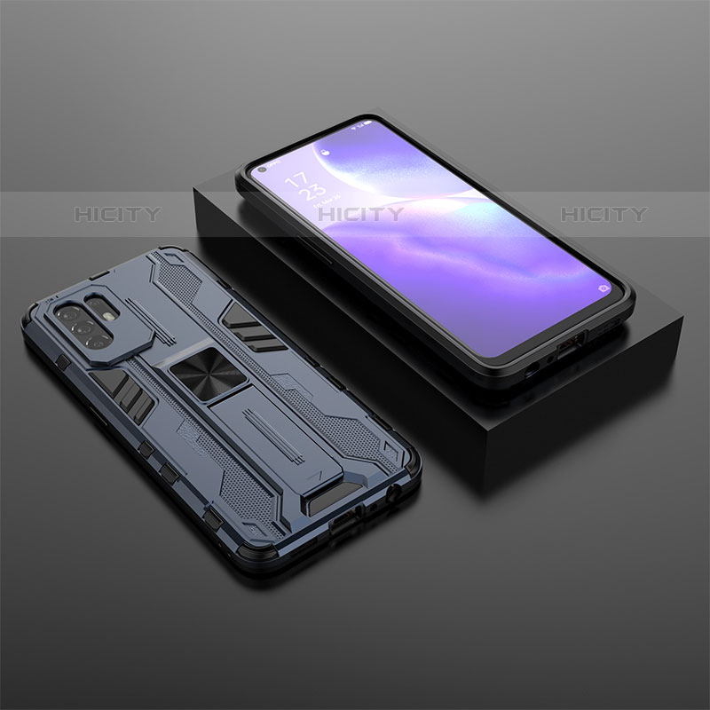 Silikon Hülle Handyhülle und Kunststoff Schutzhülle Hartschalen Tasche mit Magnetisch Ständer T02 für Oppo A95 5G