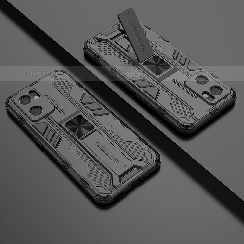 Silikon Hülle Handyhülle und Kunststoff Schutzhülle Hartschalen Tasche mit Magnetisch Ständer T02 für Oppo Reno7 SE 5G