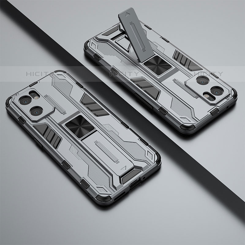 Silikon Hülle Handyhülle und Kunststoff Schutzhülle Hartschalen Tasche mit Magnetisch Ständer T02 für Oppo Reno7 SE 5G groß