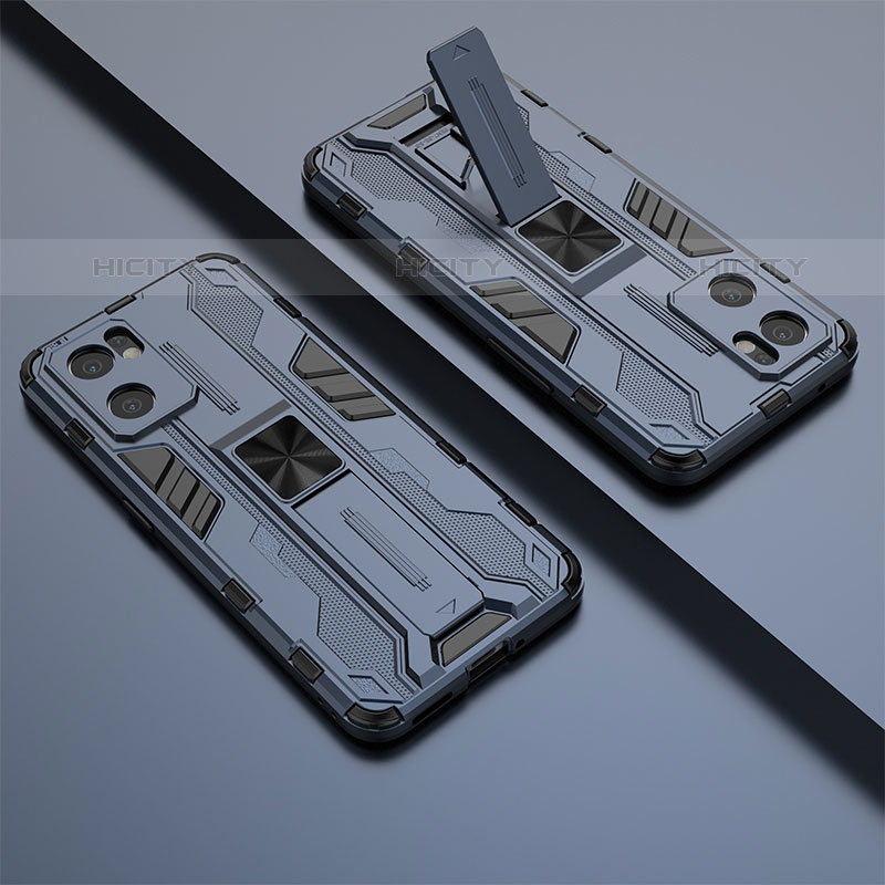 Silikon Hülle Handyhülle und Kunststoff Schutzhülle Hartschalen Tasche mit Magnetisch Ständer T02 für Oppo Reno7 SE 5G groß