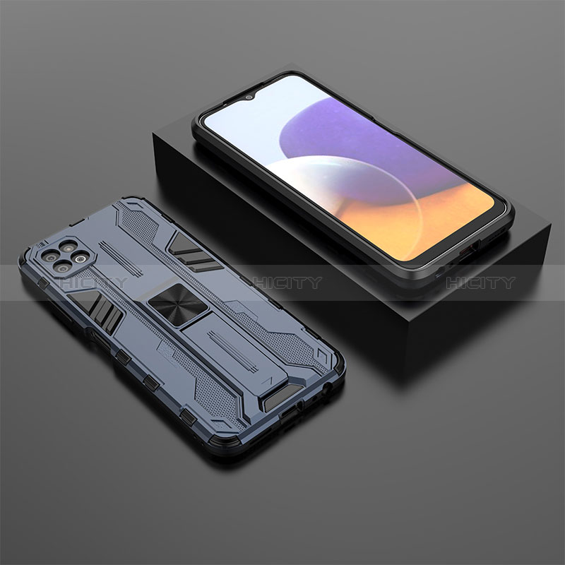 Silikon Hülle Handyhülle und Kunststoff Schutzhülle Hartschalen Tasche mit Magnetisch Ständer T02 für Samsung Galaxy A22s 5G