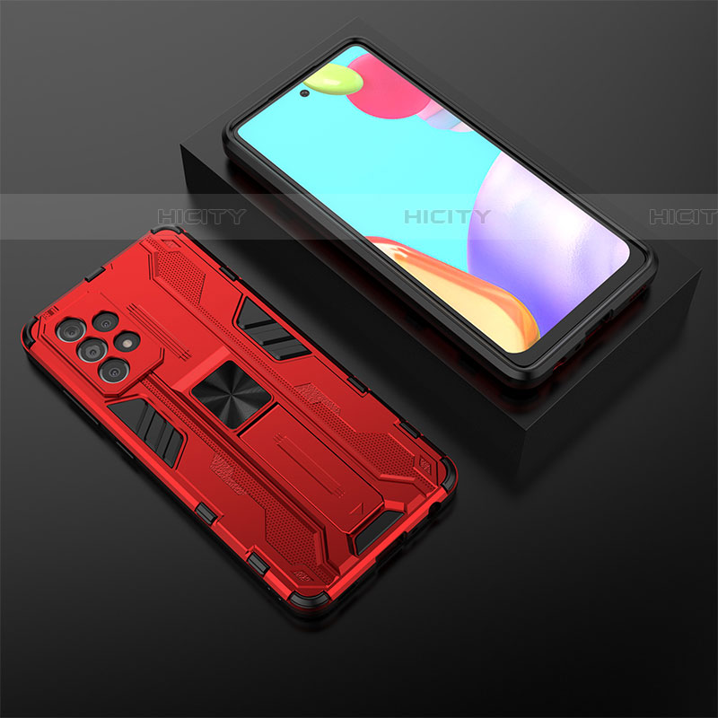 Silikon Hülle Handyhülle und Kunststoff Schutzhülle Hartschalen Tasche mit Magnetisch Ständer T02 für Samsung Galaxy A52 4G