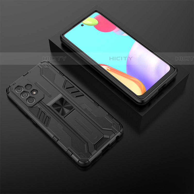 Silikon Hülle Handyhülle und Kunststoff Schutzhülle Hartschalen Tasche mit Magnetisch Ständer T02 für Samsung Galaxy A52 4G groß