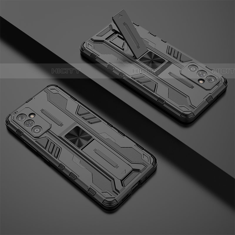 Silikon Hülle Handyhülle und Kunststoff Schutzhülle Hartschalen Tasche mit Magnetisch Ständer T02 für Samsung Galaxy A82 5G