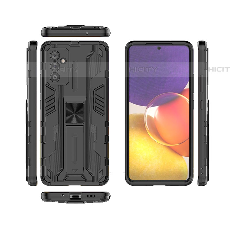 Silikon Hülle Handyhülle und Kunststoff Schutzhülle Hartschalen Tasche mit Magnetisch Ständer T02 für Samsung Galaxy A82 5G