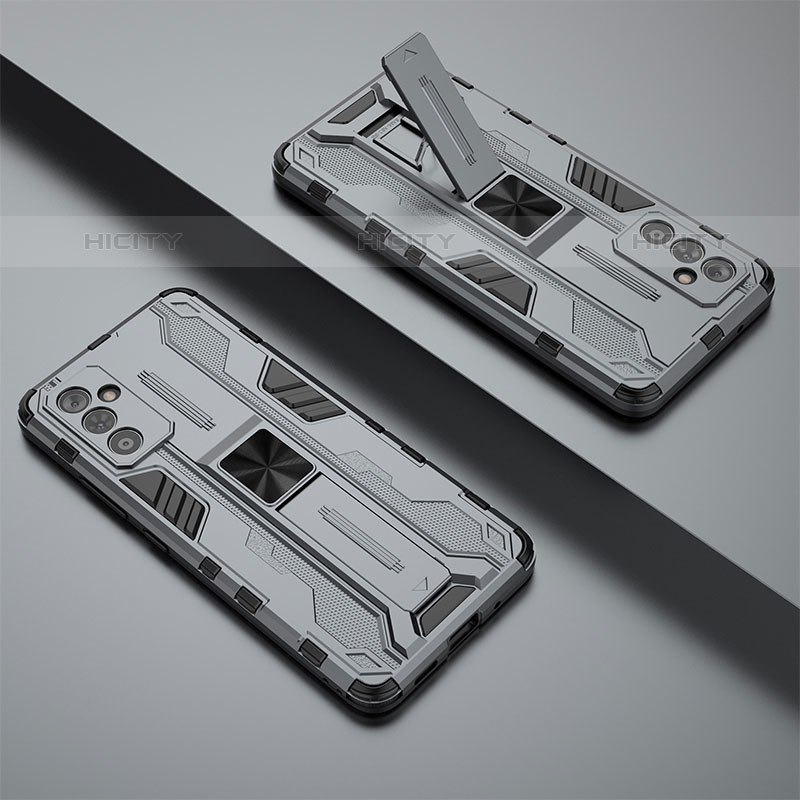 Silikon Hülle Handyhülle und Kunststoff Schutzhülle Hartschalen Tasche mit Magnetisch Ständer T02 für Samsung Galaxy Quantum2 5G