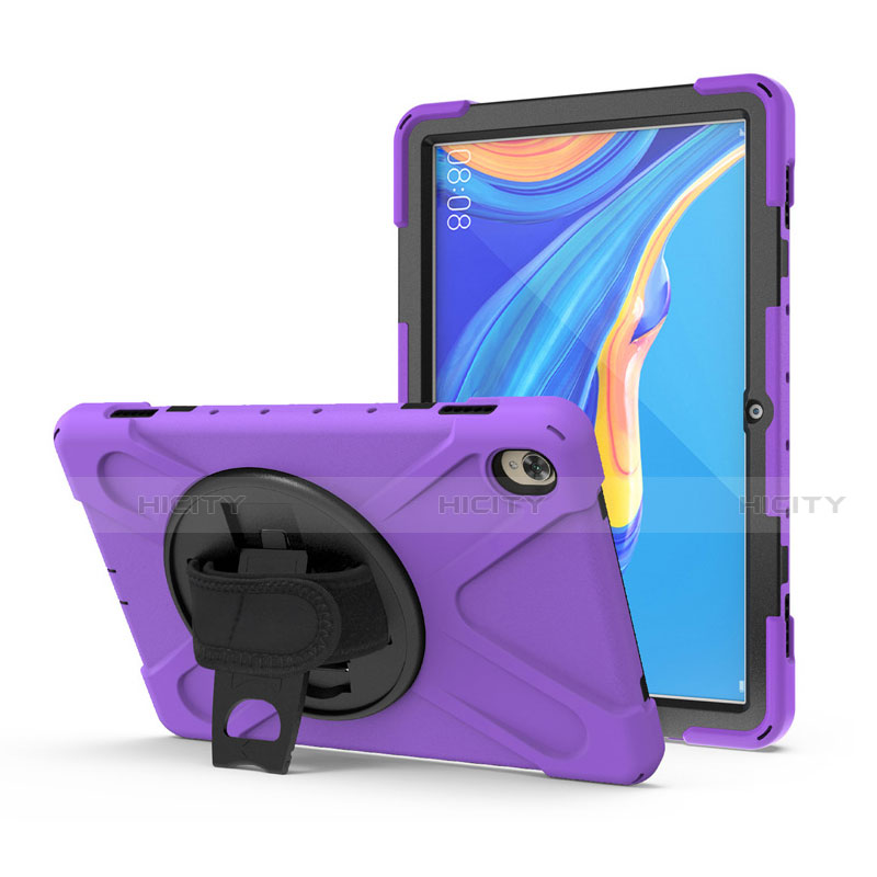 Silikon Hülle Handyhülle und Kunststoff Schutzhülle Hartschalen Tasche mit Ständer A01 für Huawei MediaPad M6 10.8 Violett Plus