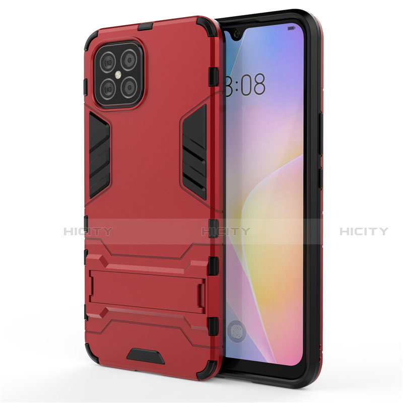 Silikon Hülle Handyhülle und Kunststoff Schutzhülle Hartschalen Tasche mit Ständer A01 für Huawei Nova 8 SE 5G Rot Plus