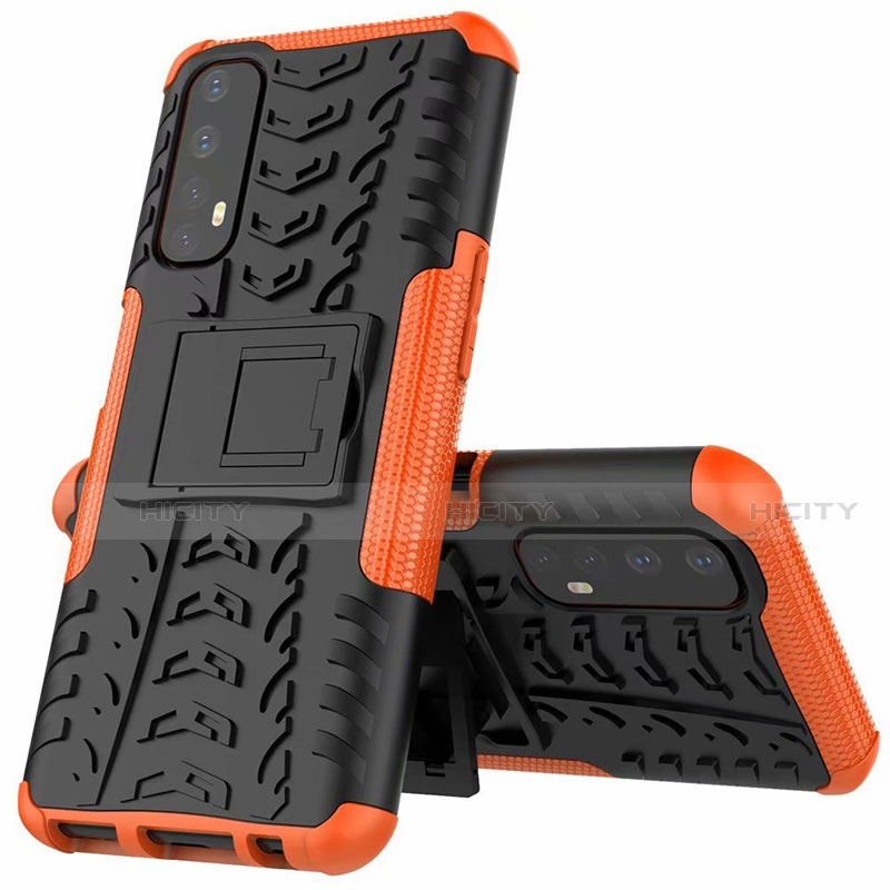 Silikon Hülle Handyhülle und Kunststoff Schutzhülle Hartschalen Tasche mit Ständer A01 für Realme Narzo 20 Pro Orange Plus