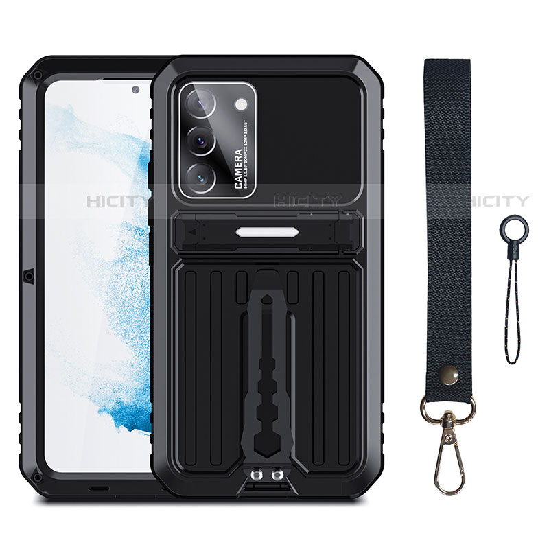 Silikon Hülle Handyhülle und Kunststoff Schutzhülle Hartschalen Tasche mit Ständer A01 für Samsung Galaxy S21 Plus 5G Schwarz