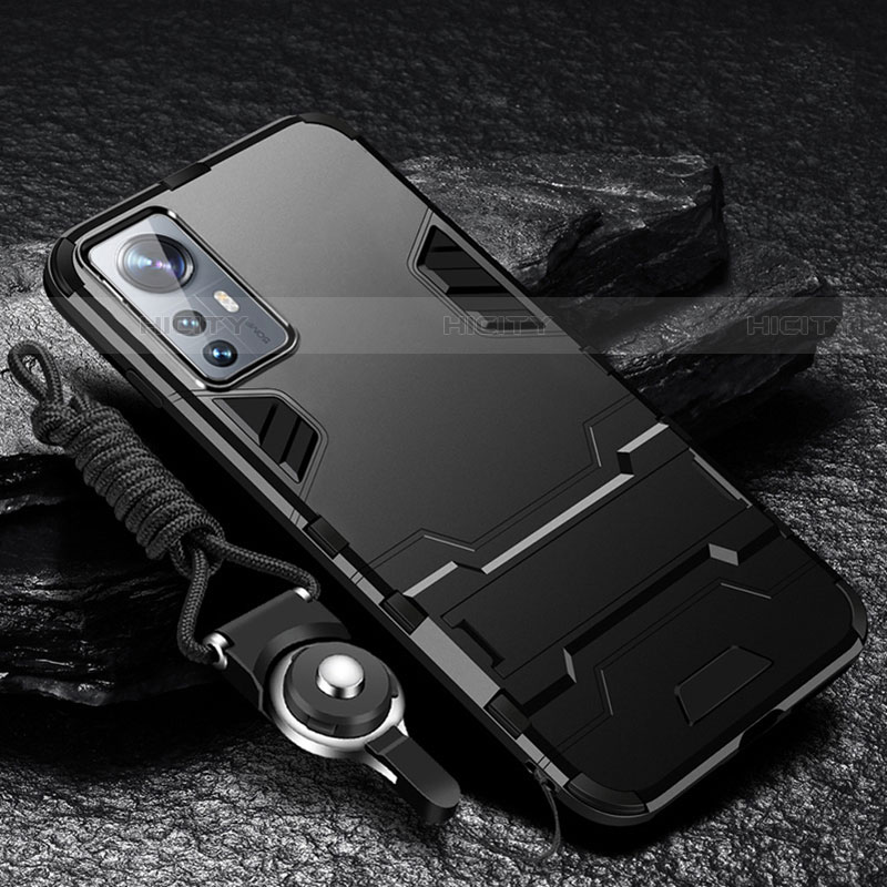 Silikon Hülle Handyhülle und Kunststoff Schutzhülle Hartschalen Tasche mit Ständer A01 für Xiaomi Mi 12S Pro 5G