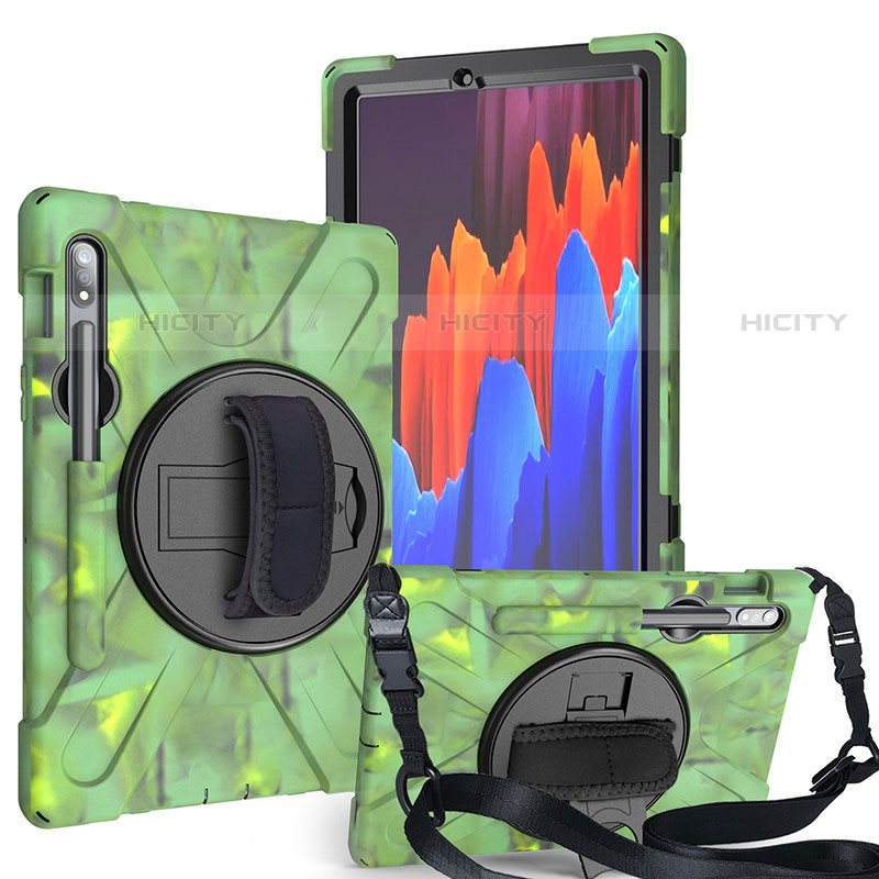 Silikon Hülle Handyhülle und Kunststoff Schutzhülle Hartschalen Tasche mit Ständer A02 für Samsung Galaxy Tab S7 11 Wi-Fi SM-T870