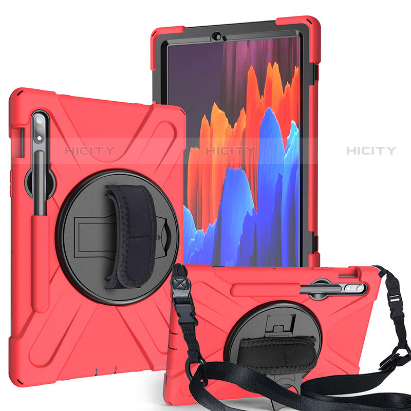 Silikon Hülle Handyhülle und Kunststoff Schutzhülle Hartschalen Tasche mit Ständer A02 für Samsung Galaxy Tab S7 11 Wi-Fi SM-T870