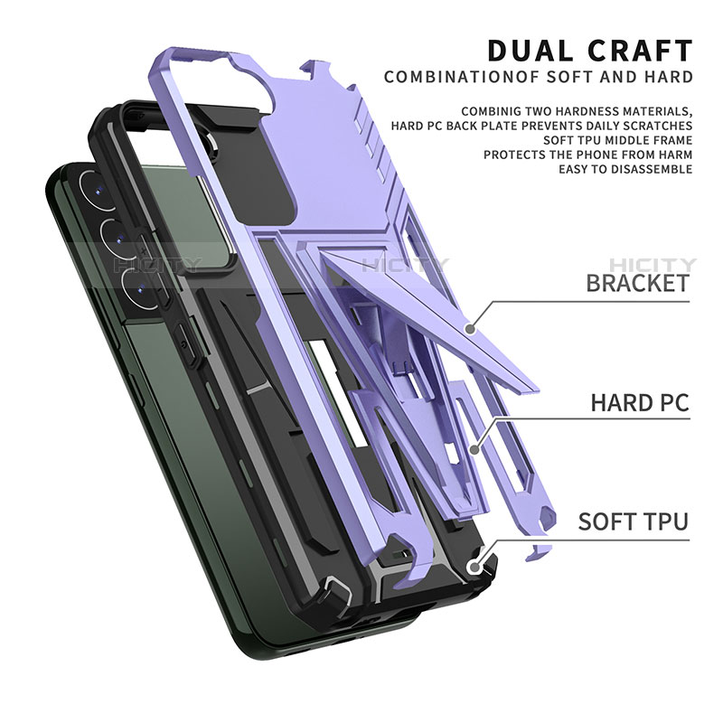 Silikon Hülle Handyhülle und Kunststoff Schutzhülle Hartschalen Tasche mit Ständer A03 für Samsung Galaxy S22 Plus 5G